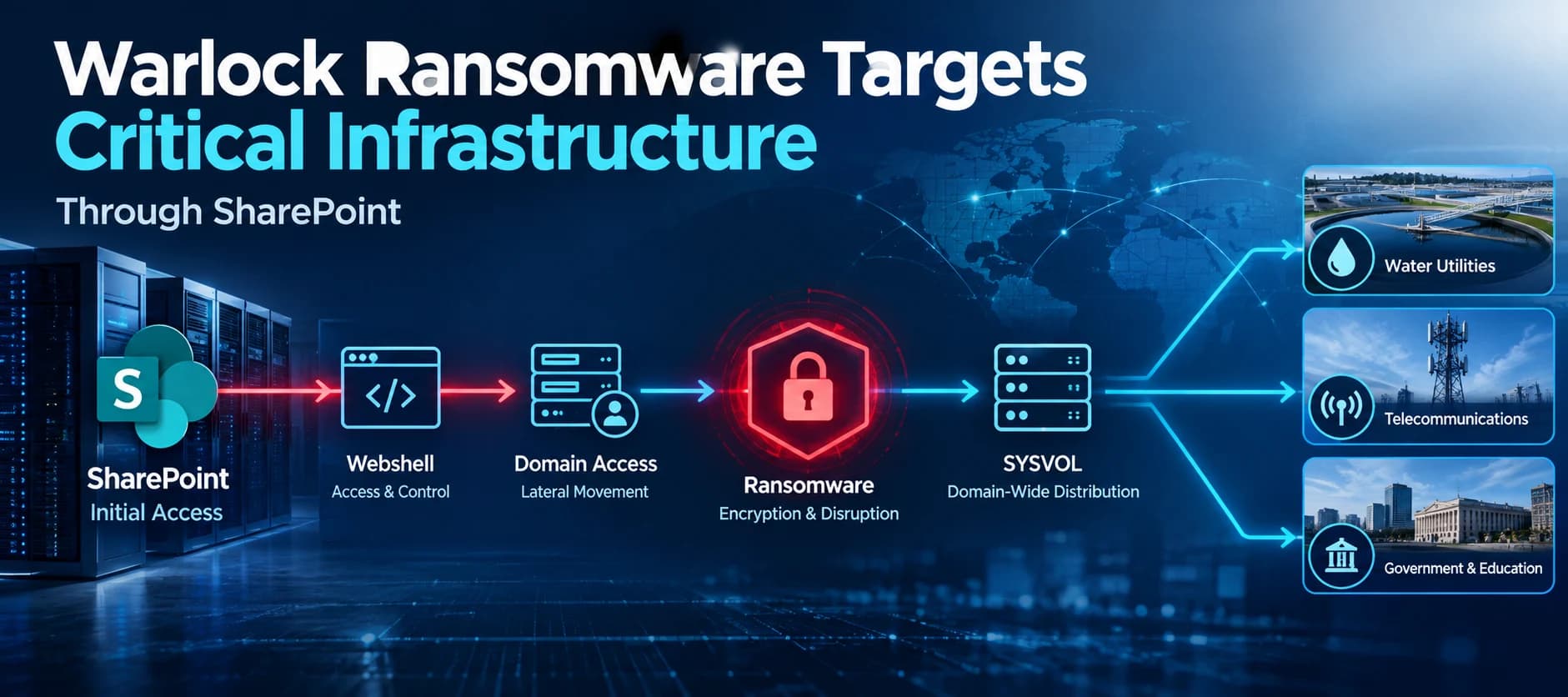Warlock Ransomware Targets Water and Telecom Operators Through SharePoint