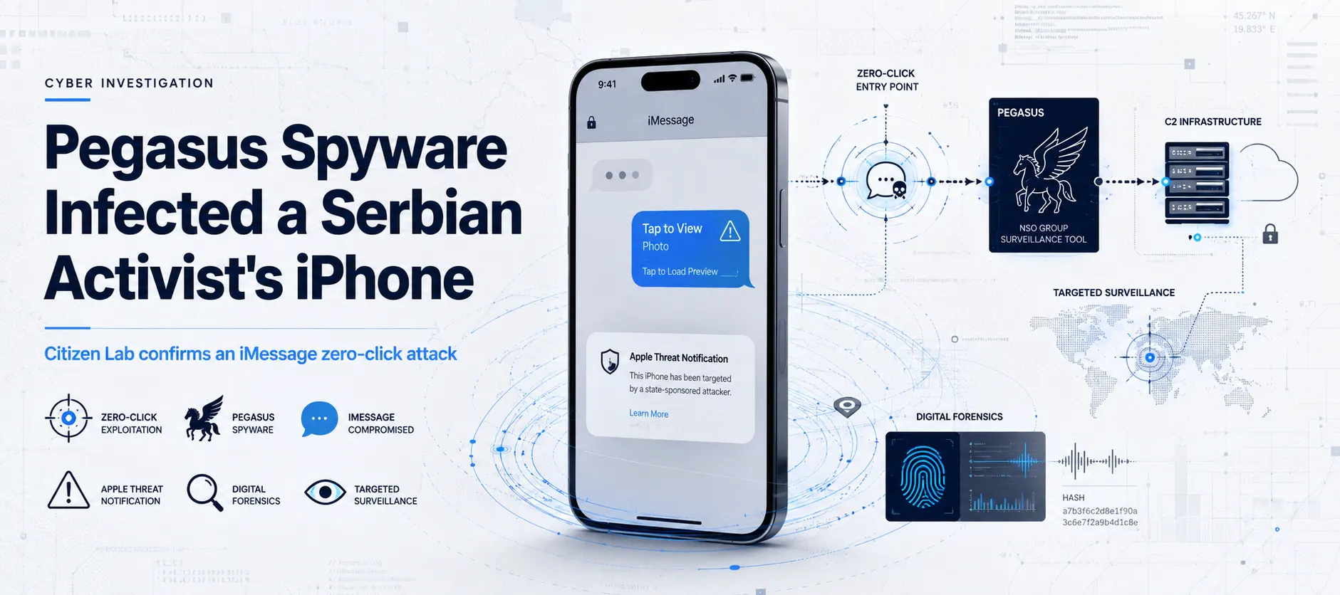 Pegasus Spyware Infected Serbian Student Activist’s iPhone Through iMessage Zero-Click Exploit