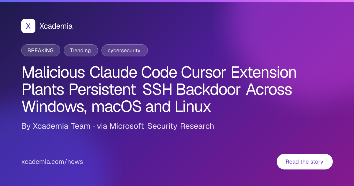 Malicious Claude Code Extension Plants SSH Backdoor | Xcademia